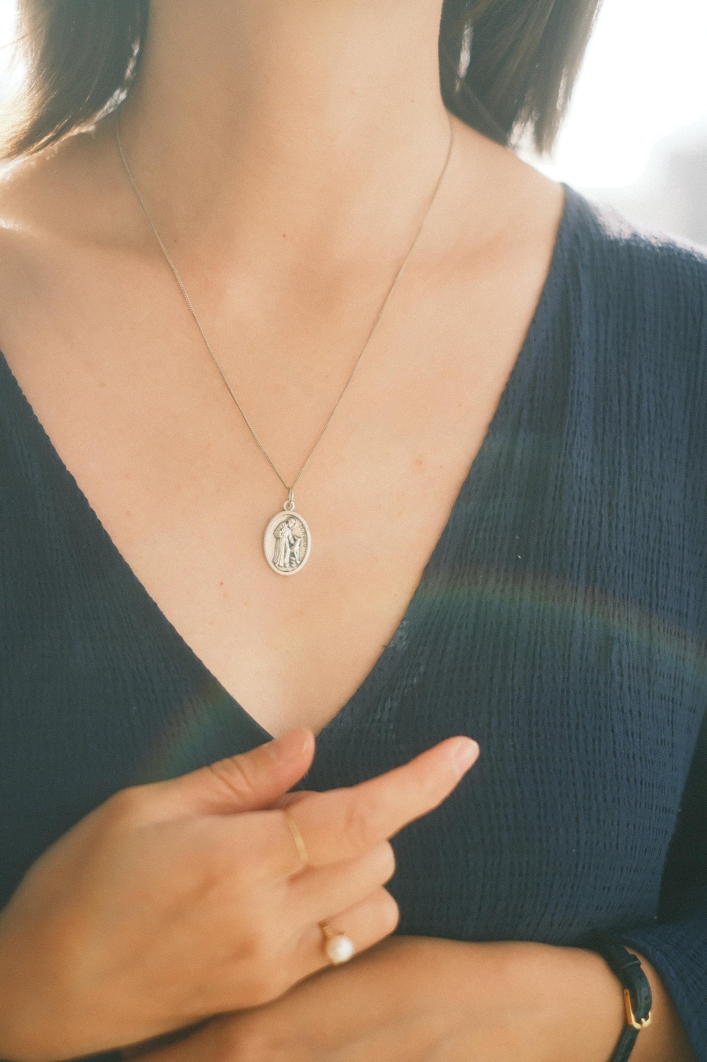 Médaille silver 925 pendant necklace: St Francis