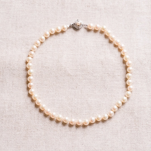 Vintage Majorica Pearl & Silver Necklace