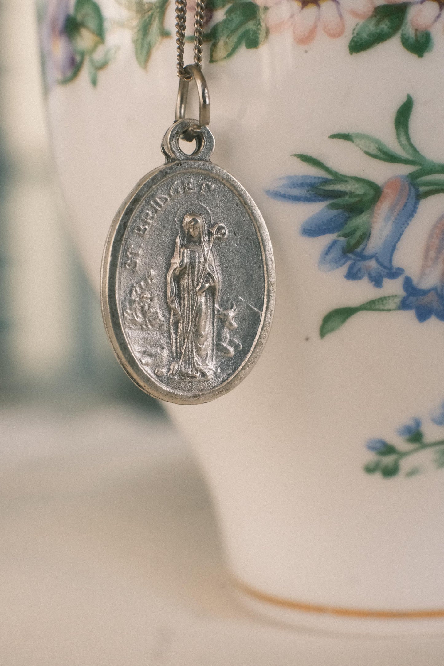 Médaille silver 925 pendant necklace: St Bridget