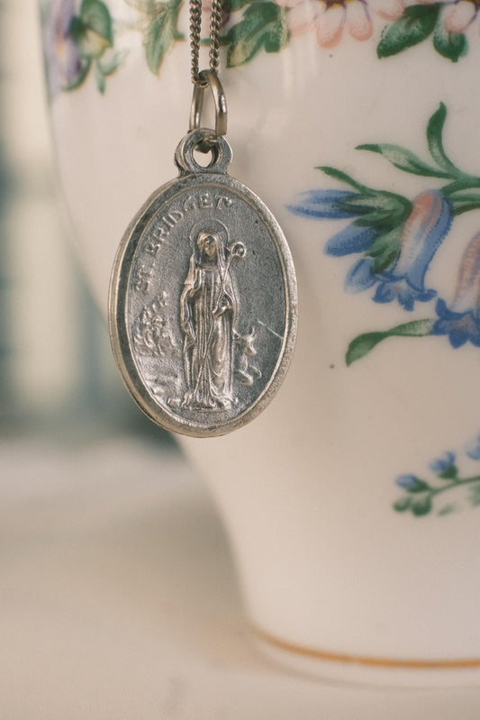 Médaille silver 925 pendant necklace: St Bridget