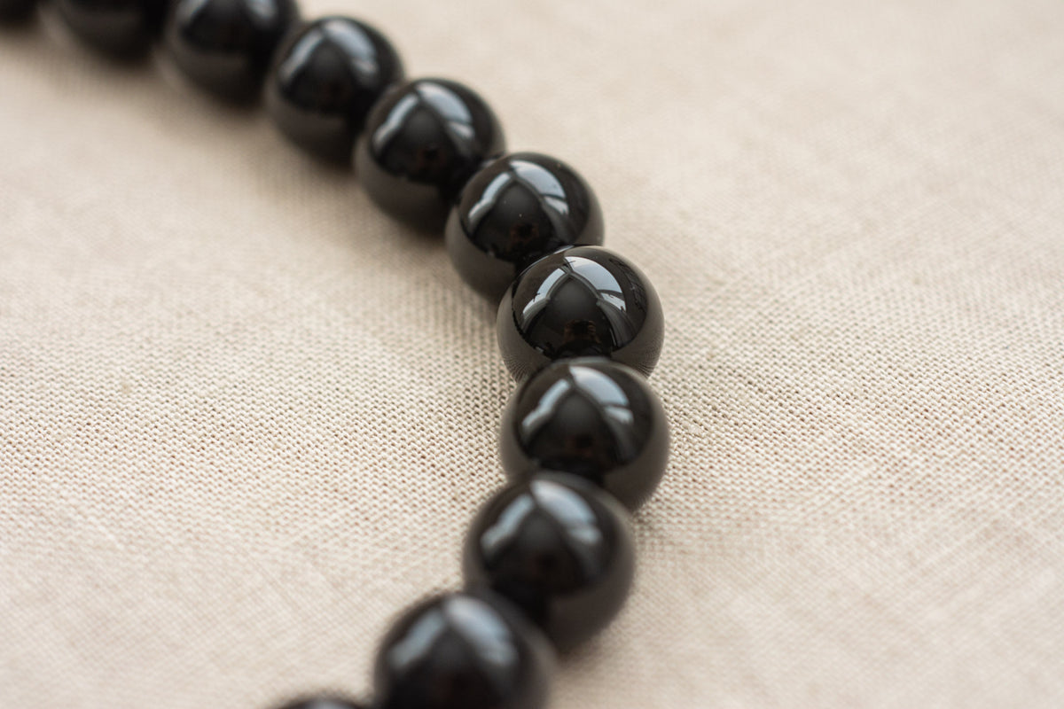 Vintage Italian Black &amp; White Glass Bead Necklace