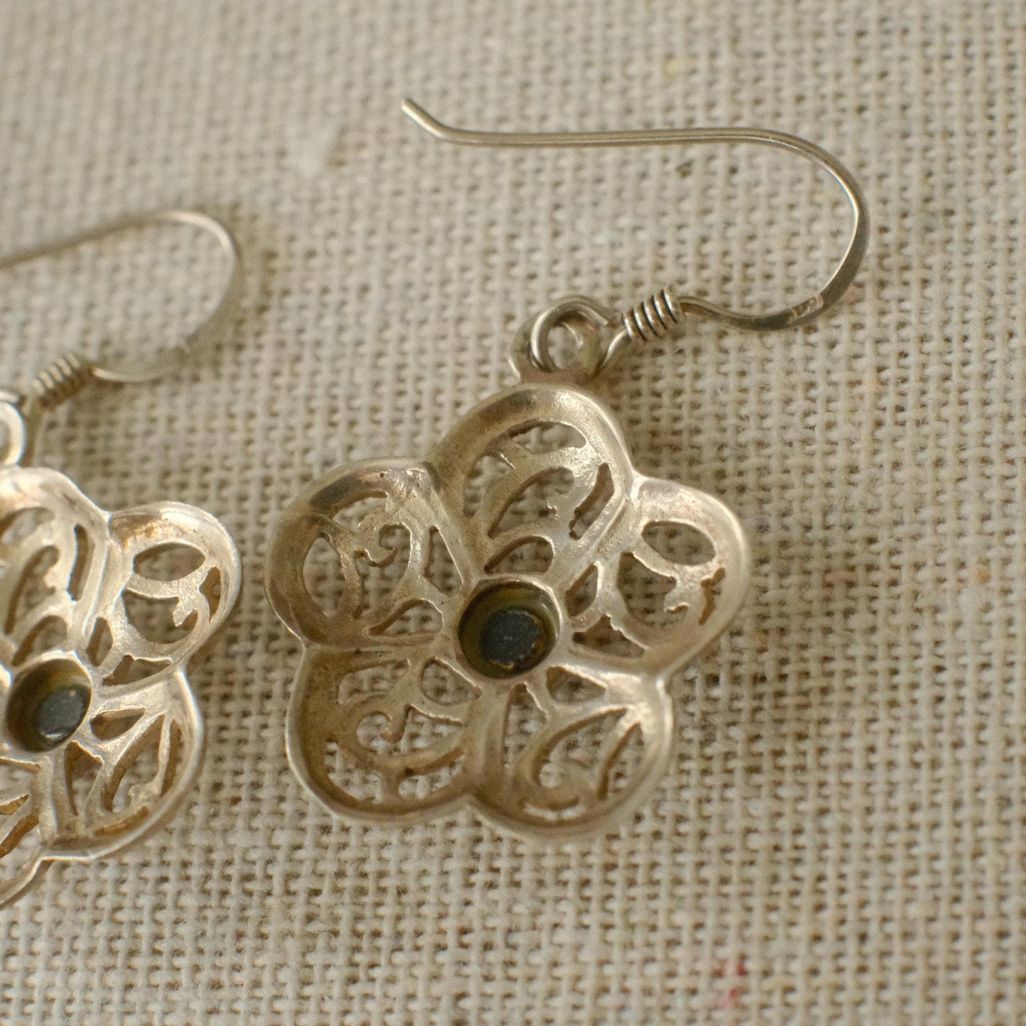 Vintage Sterling Silver Floral Motif Post Earrings