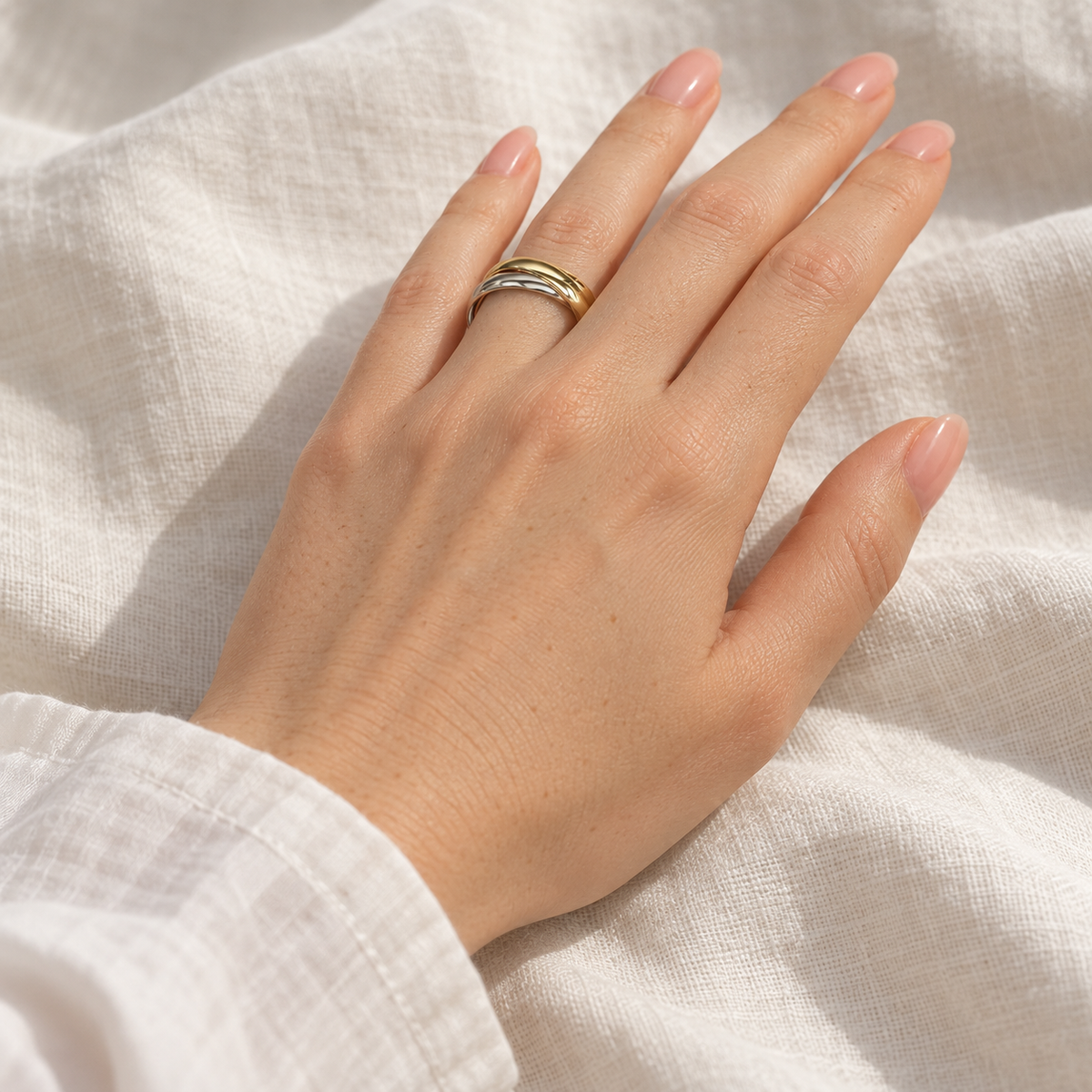 Cartier Trinity 18K Three-Tone Gold Ring – 3.5mm Band, Size 52