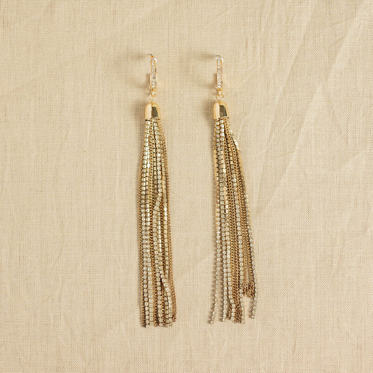 Vintage Gold Fringe Long Drop Post Earrings