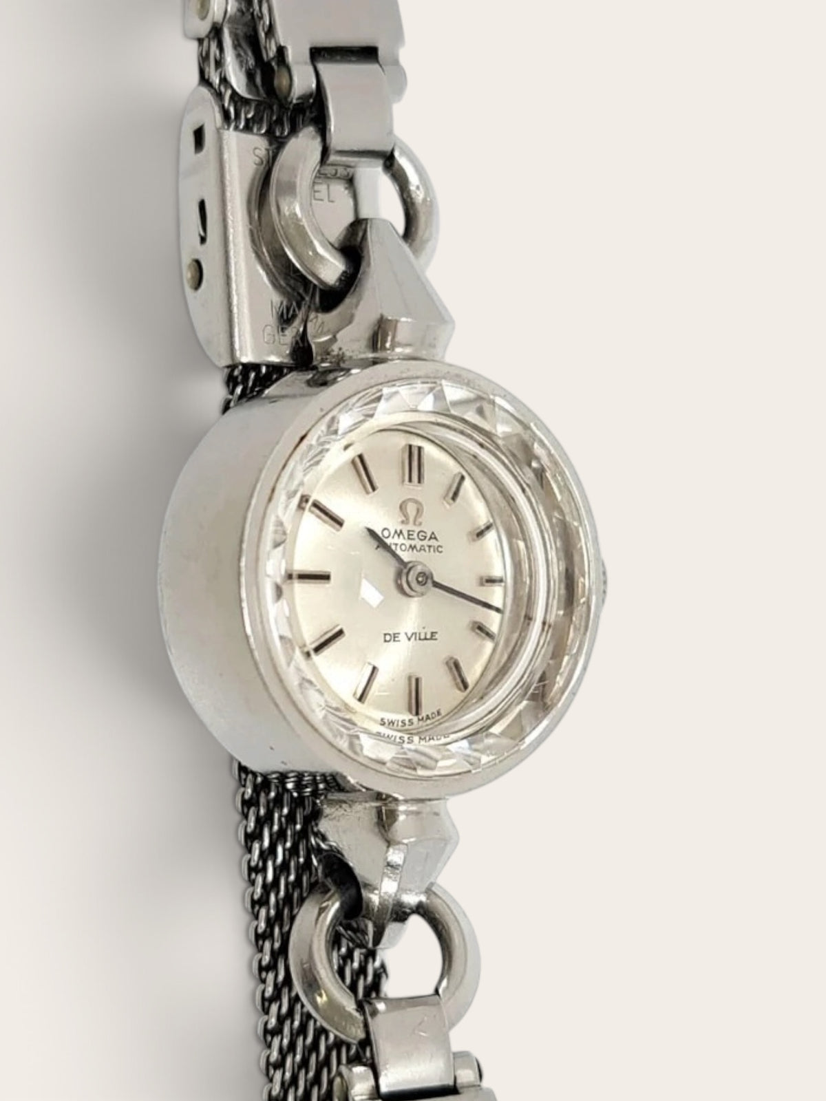 Vintage Omega De Ville Cut Glass Watch