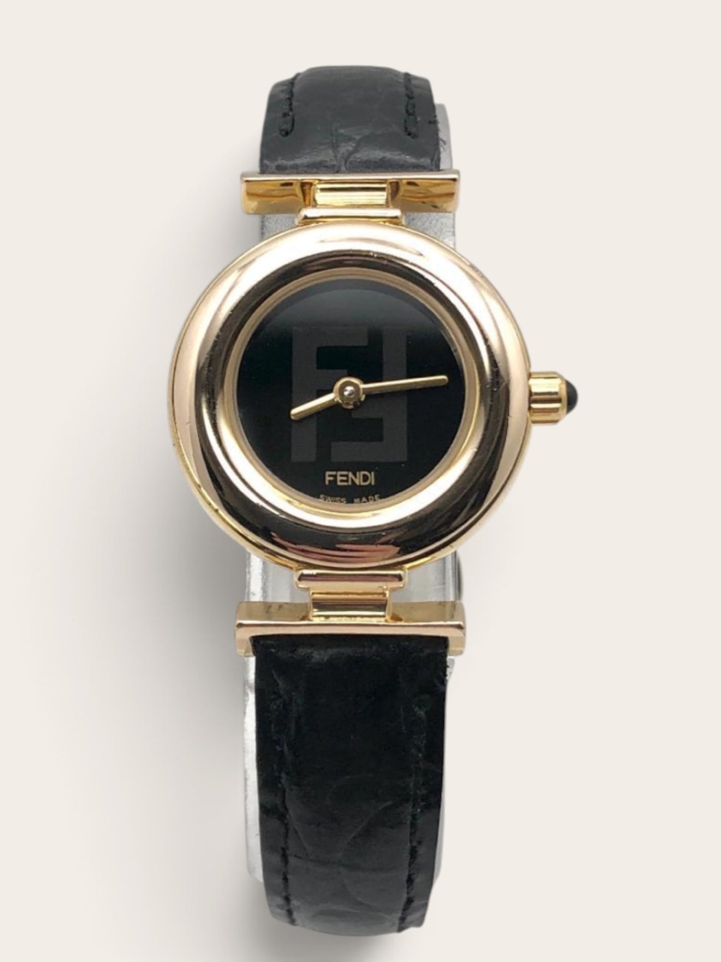 FENDI  Zucca Black Dial Gold-Tone Vintage Watch