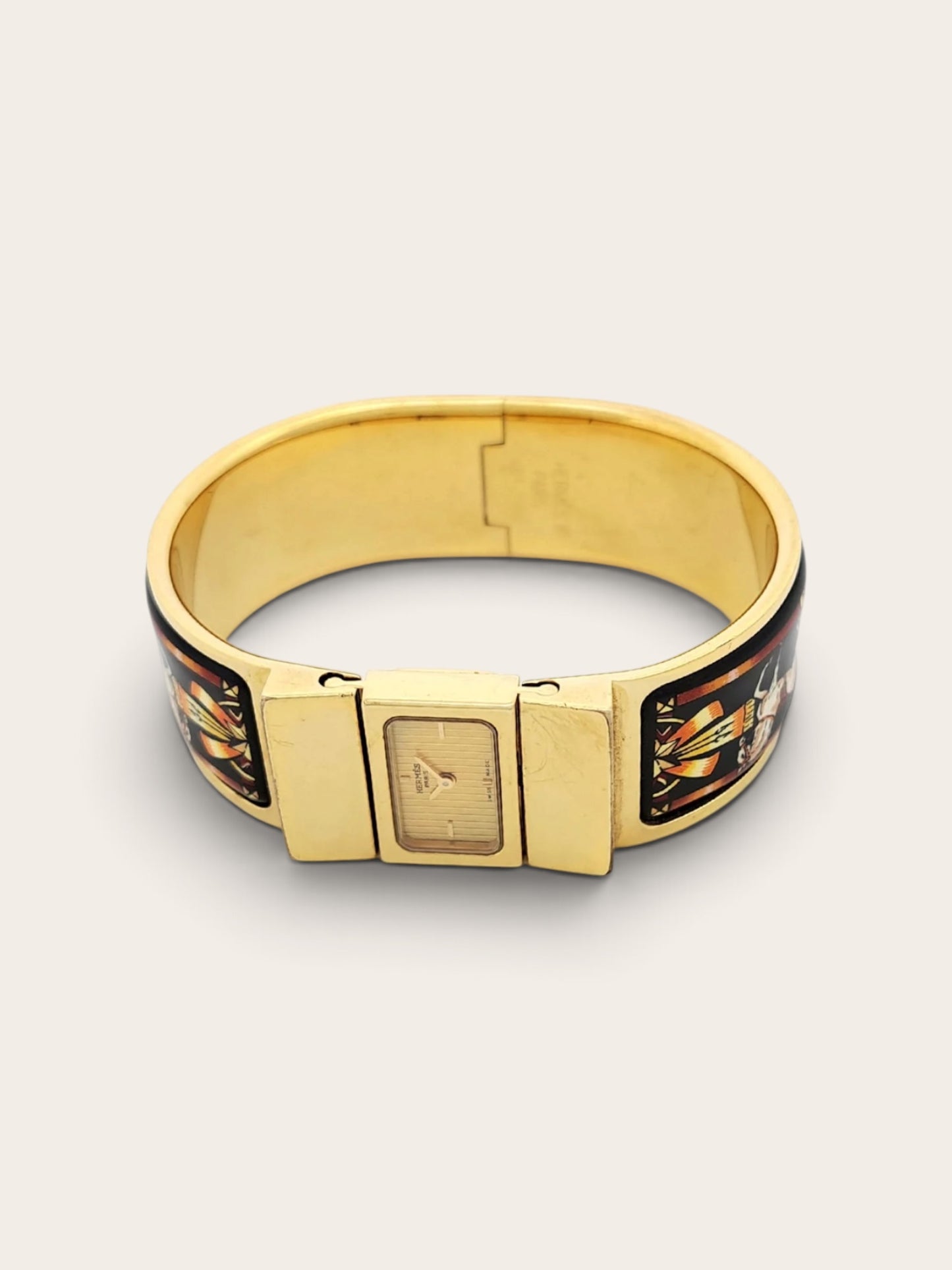 HERMÈS Loquet Gold-Tone Bangle Watch