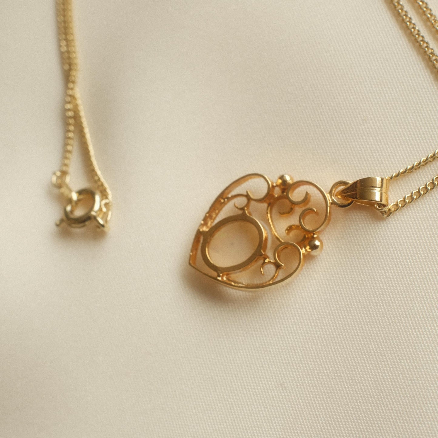 "Ethereal Glow" White Opal Heart Motif Pendant