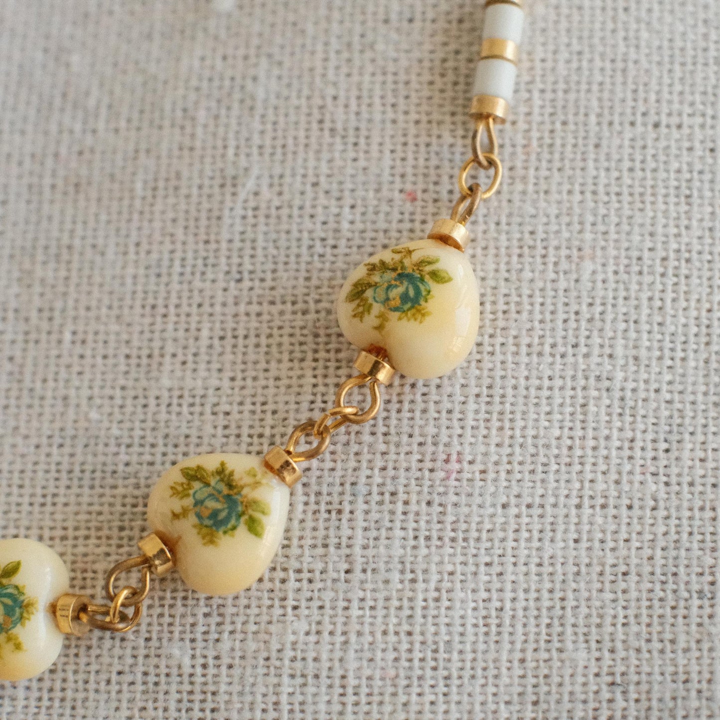 Vintage Ceramic Heart Motif Necklace