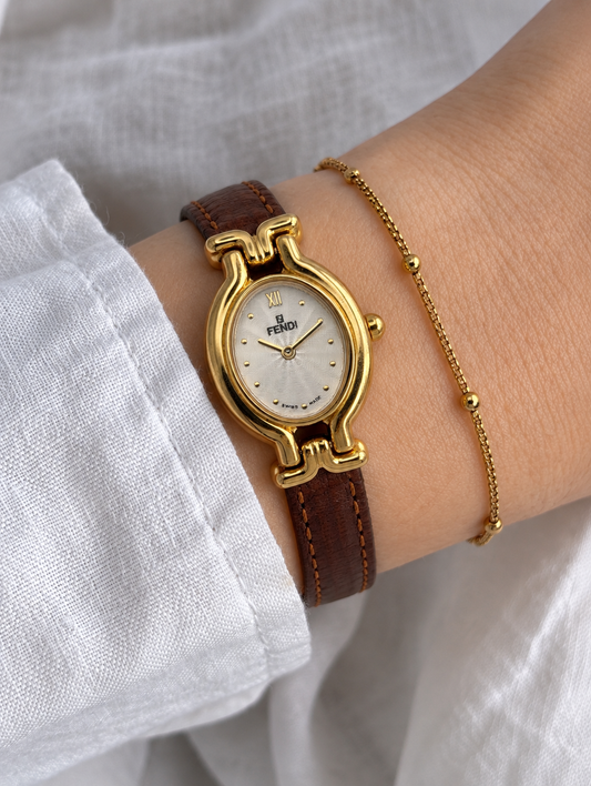 FENDI 640L Chameleon Vintage Quartz Watch with Nine Leather Straps