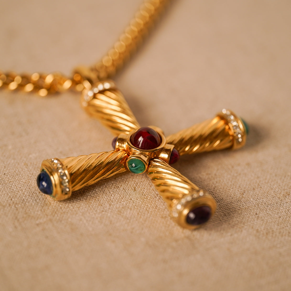 Vintage Givenchy Cross Motif Pendant Necklace