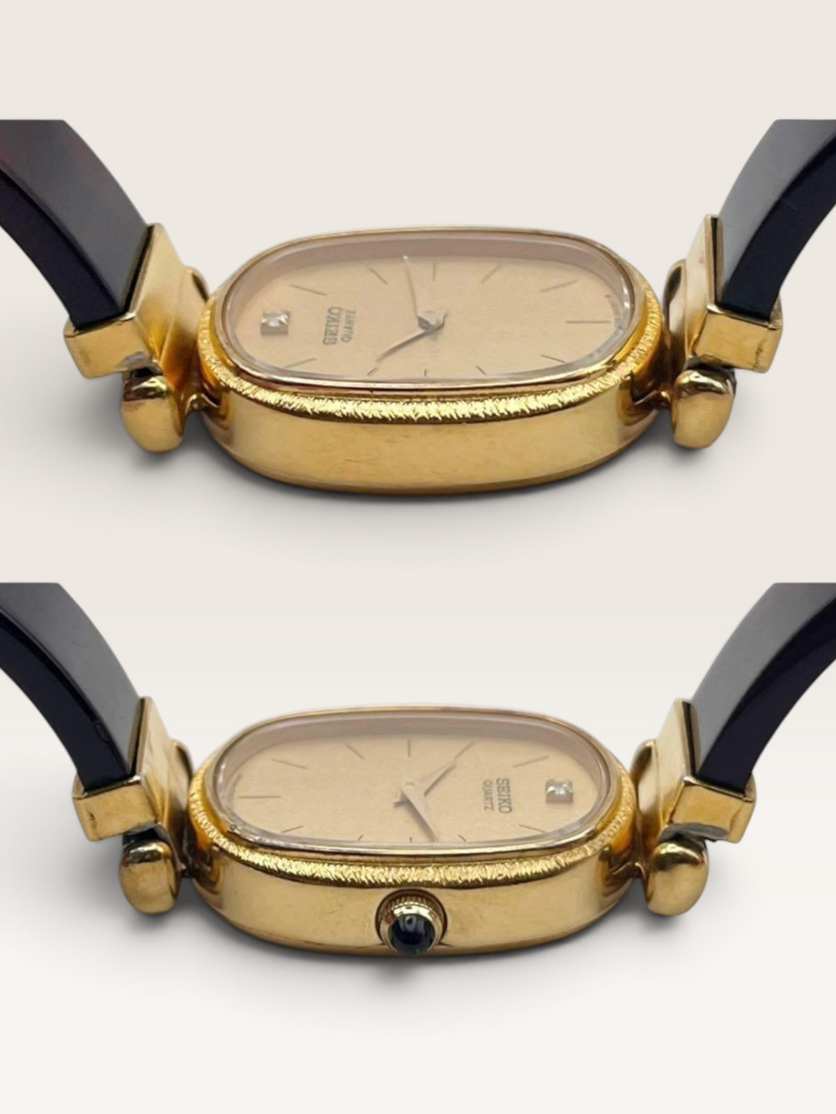 SEIKO 1P Diamond Gold-Tone Oval Vintage Watch