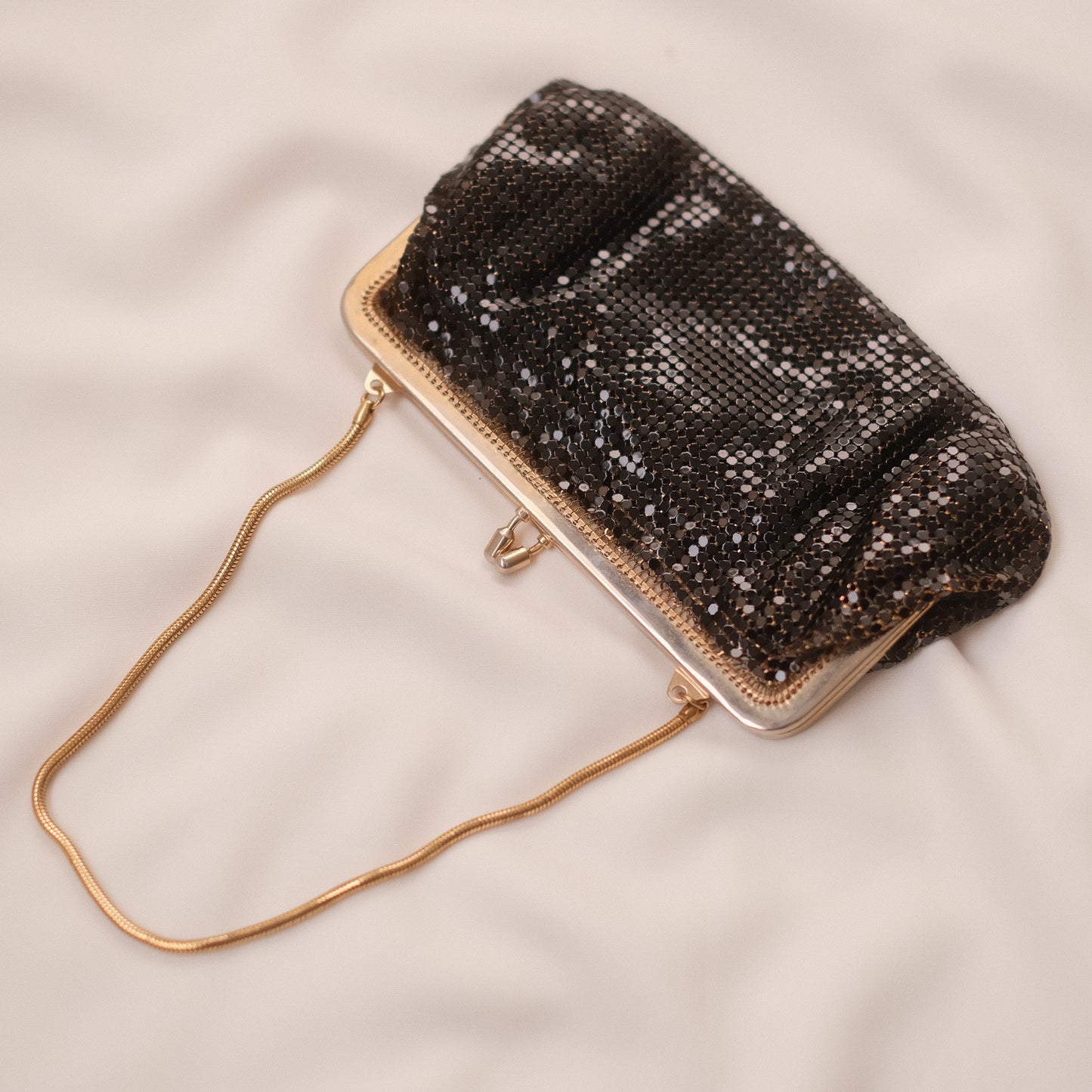 Vintage West German Black Metal Mesh Evening Bag