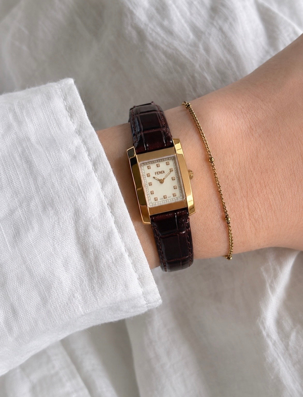 FENDI Vintage Watch "Orologi" (12P Diamond, Pink Gold)