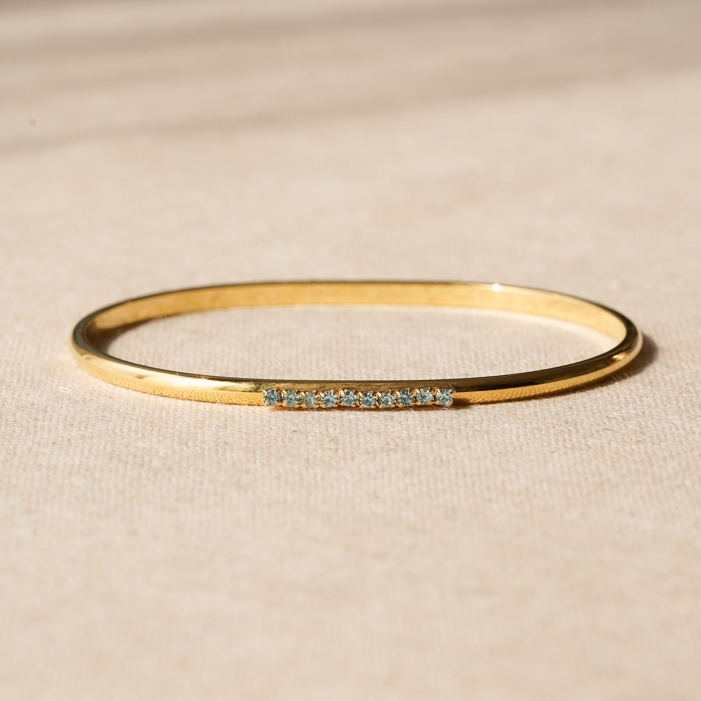 Vintage Gold Slim Bangle with Rhinestone Detail