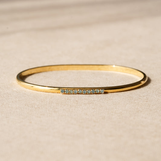Vintage Gold Slim Bangle with Rhinestone Detail