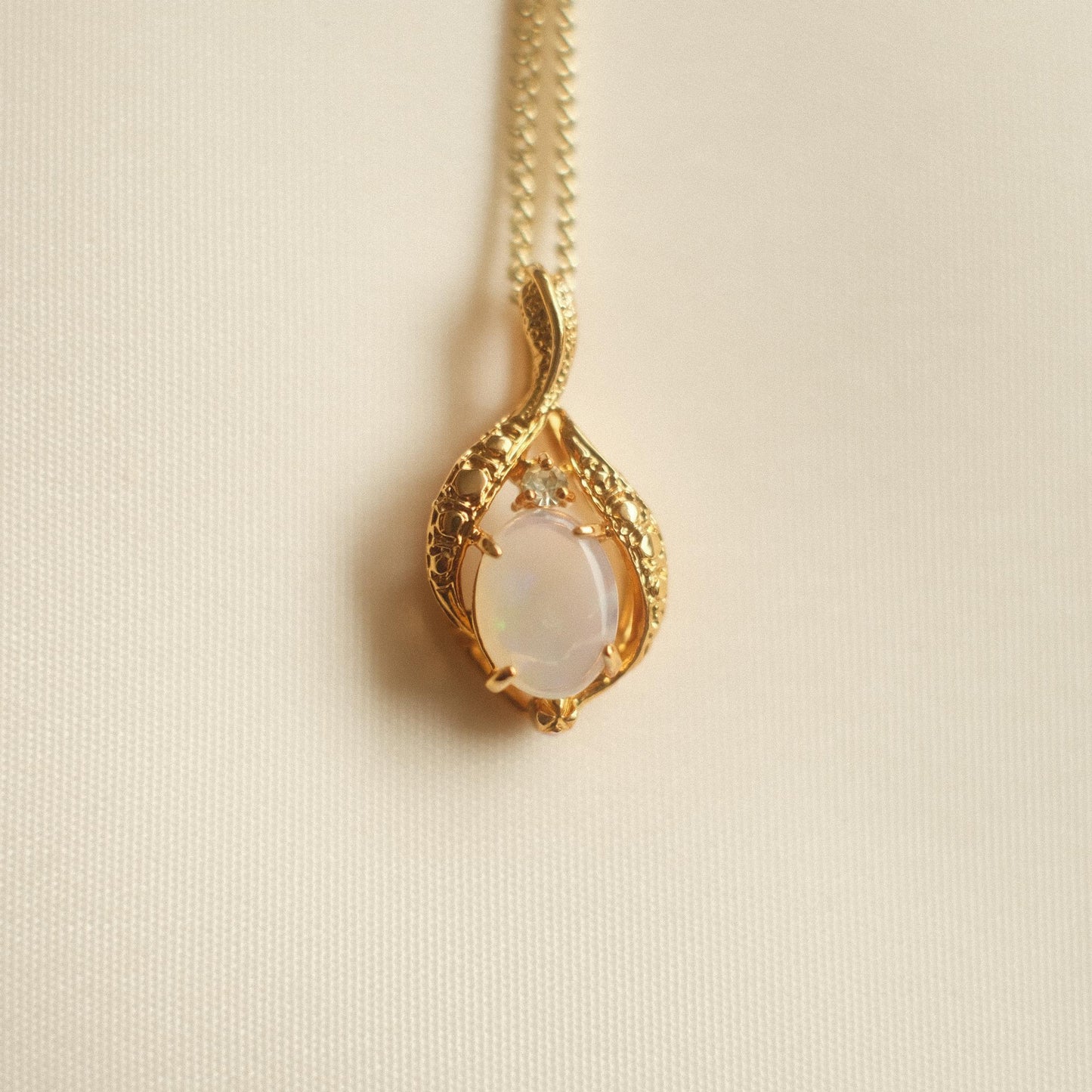 "Ethereal Glow" White Opal Asymmetrical Design Pendant