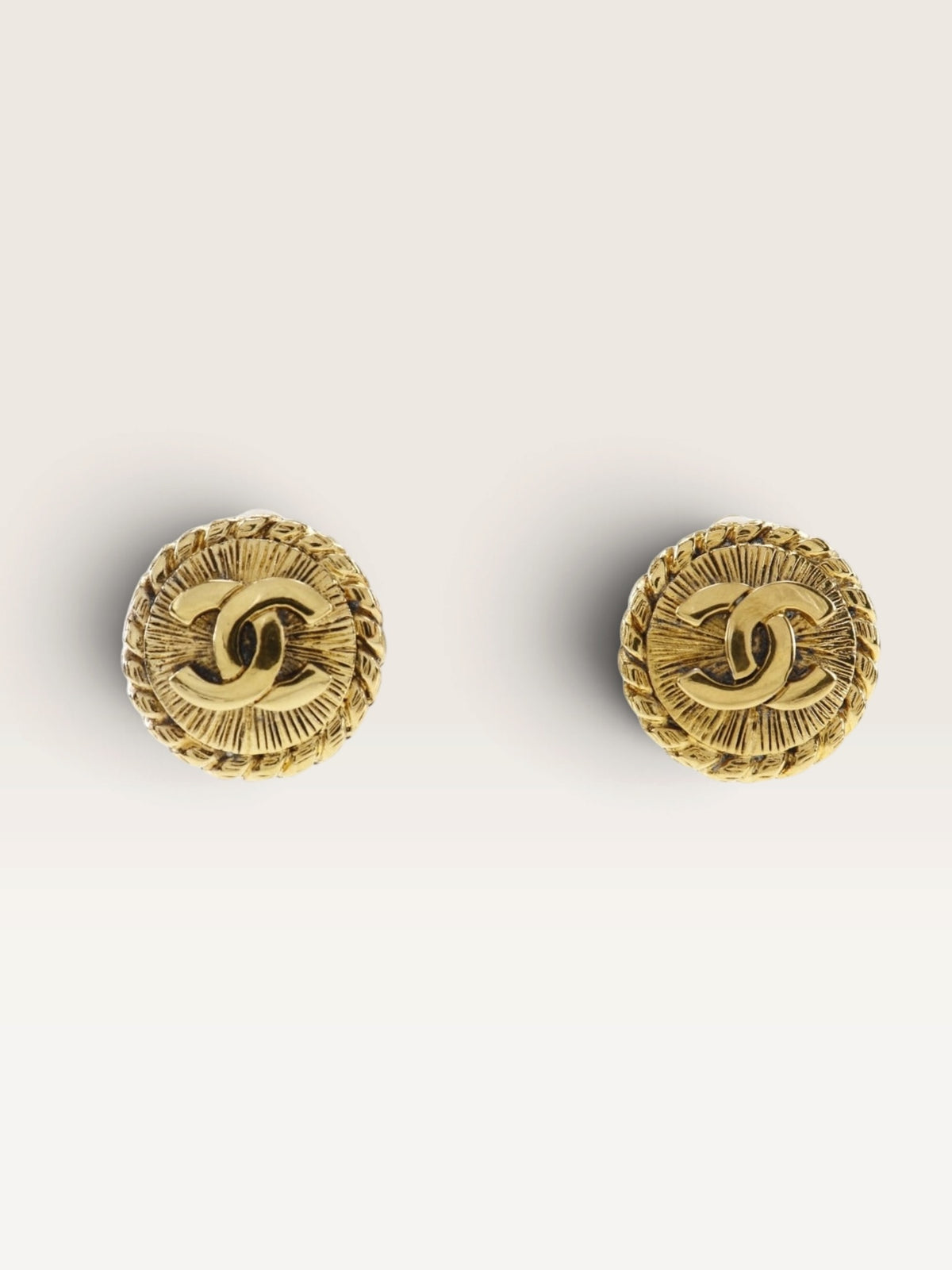CHANEL Coco Mark Sunburst Earrings – Vintage Gold-Plated Clip-On Earrings