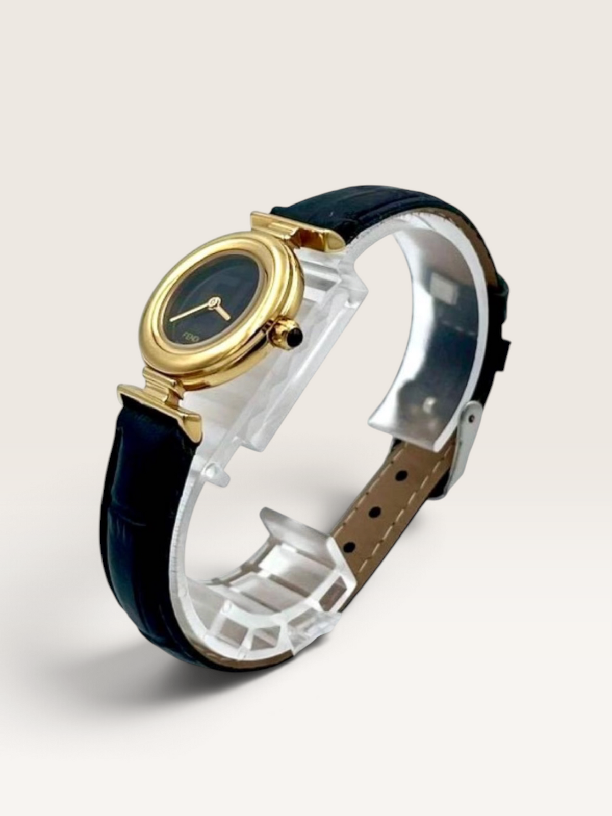 FENDI  Zucca Black Dial Gold-Tone Vintage Watch