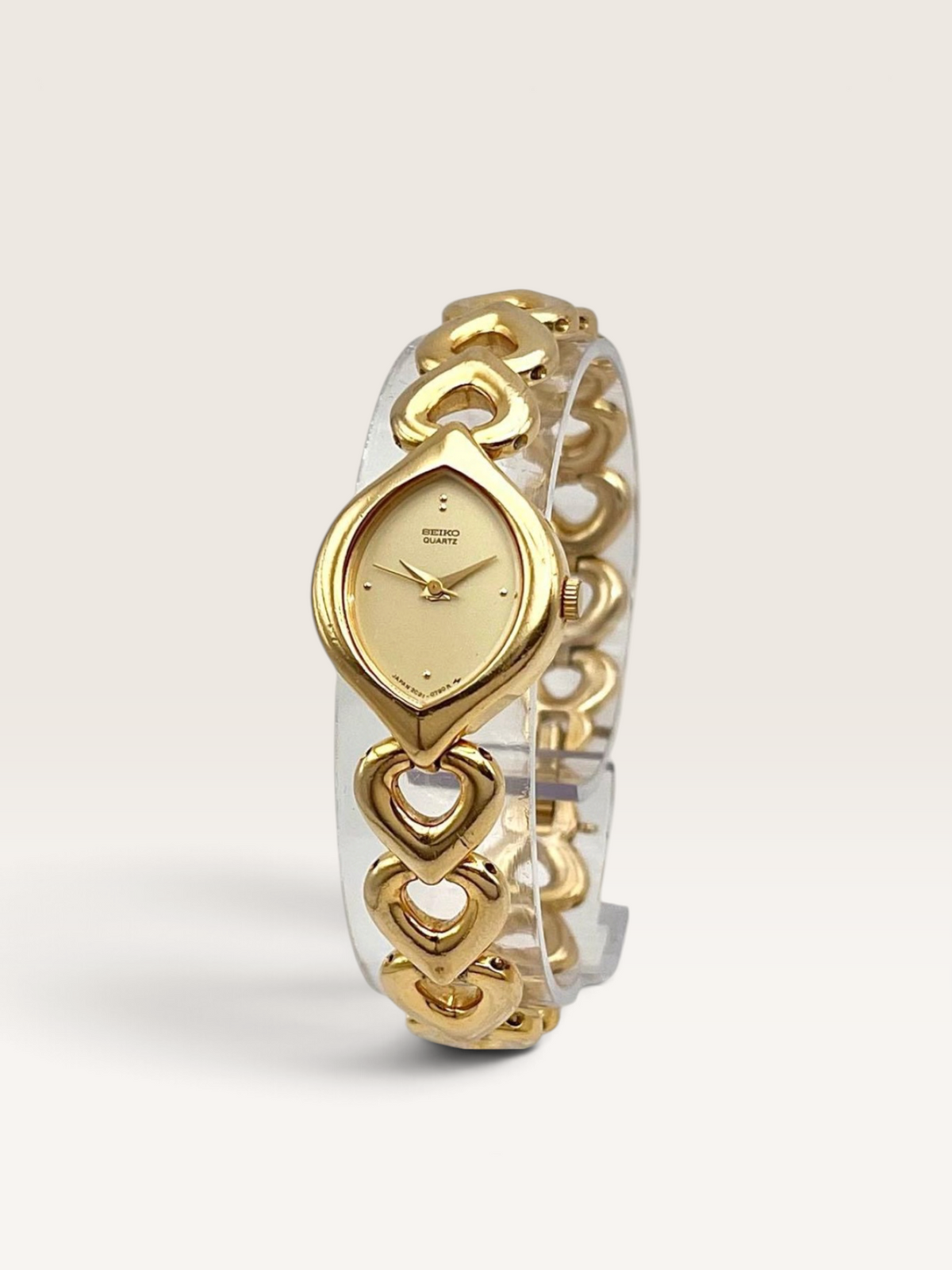Vintage SEIKO Gold-Tone Heart Link Bracelet Watch