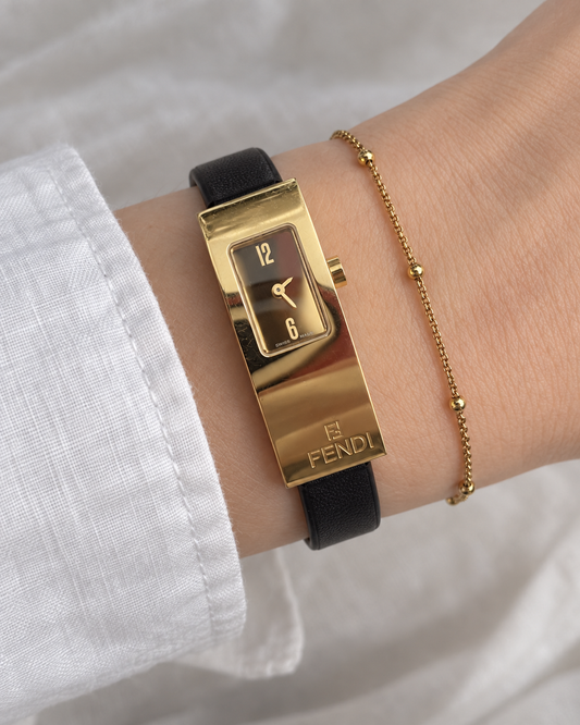 Vintage FENDI Gold-Tone Leather Strap Watch