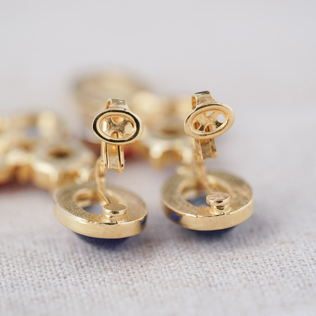 Vintage Multi-Stone and Pearl Long Drop Earrings