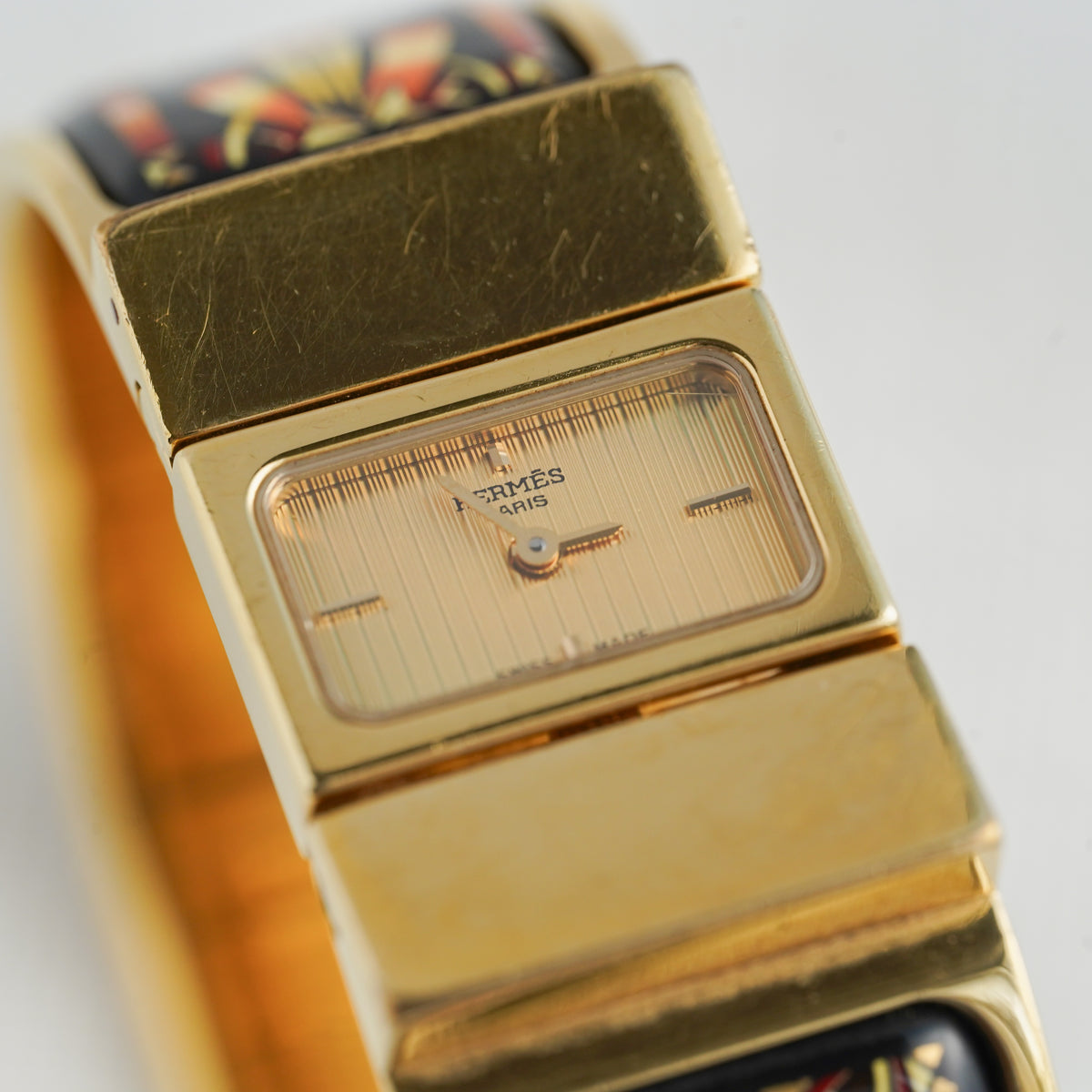 HERMÈS Loquet Gold-Tone Bangle Watch