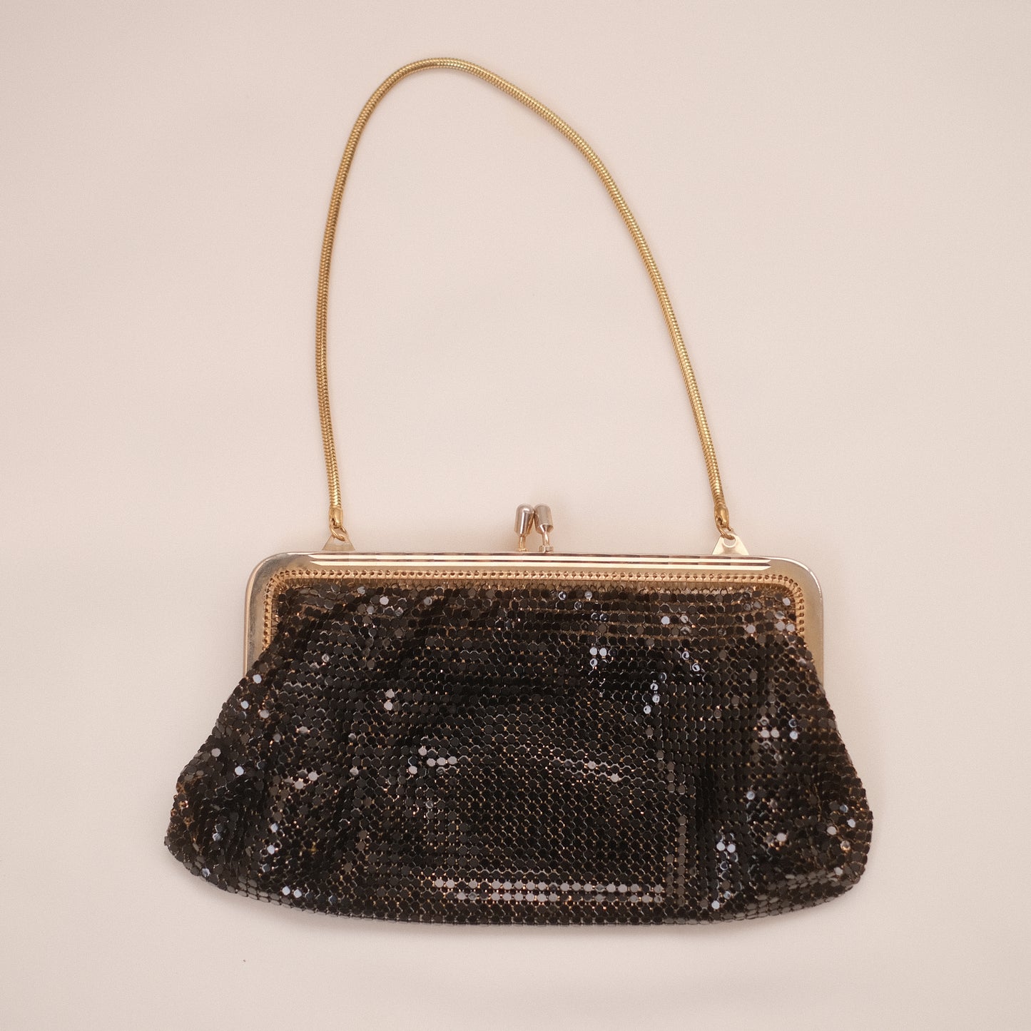 Vintage West German Black Metal Mesh Evening Bag