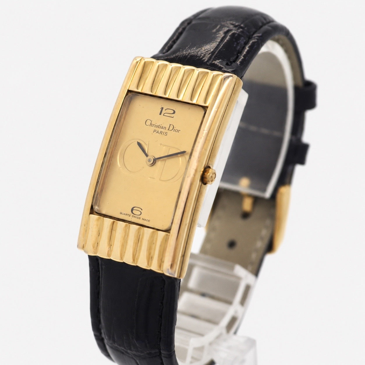 Vintage Christian Dior Gold Rectangular “CD” Logo Watch