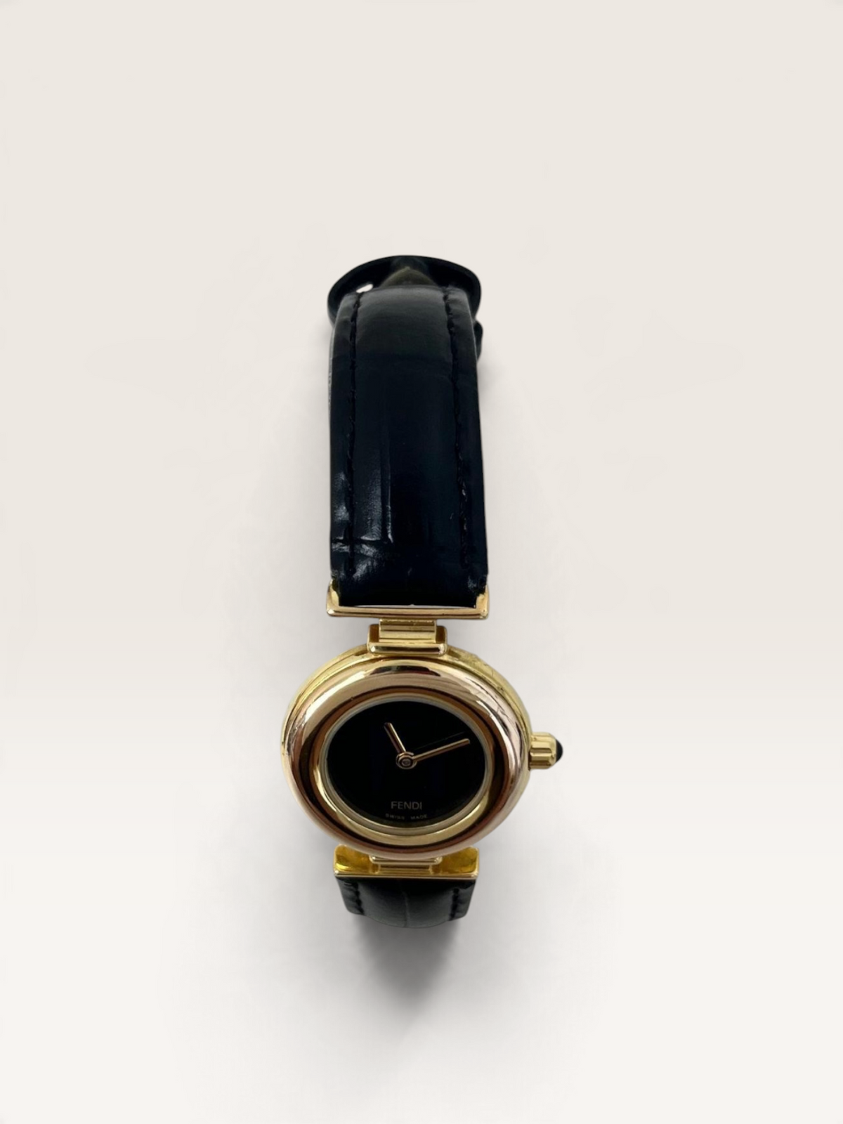 FENDI 320L FF Logo Black Dial Vintage Quartz Watch
