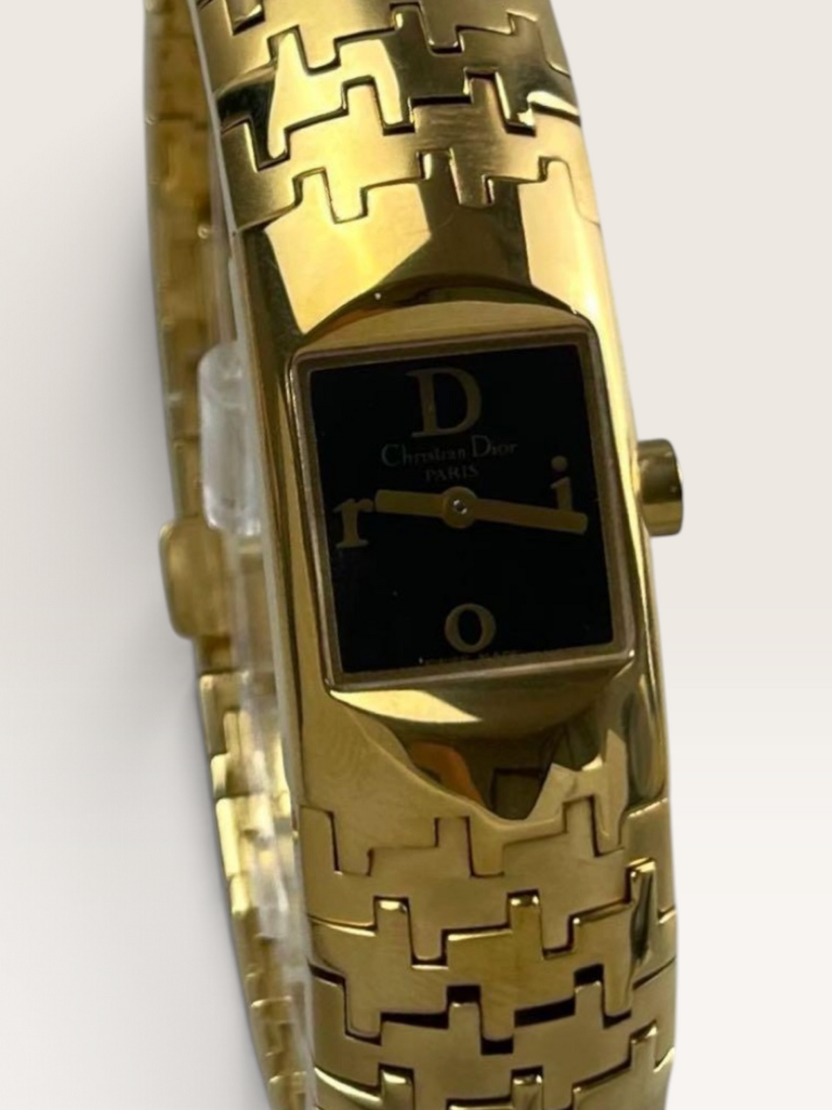 Vintage Christian Dior Black Dial Gold-Tone Watch