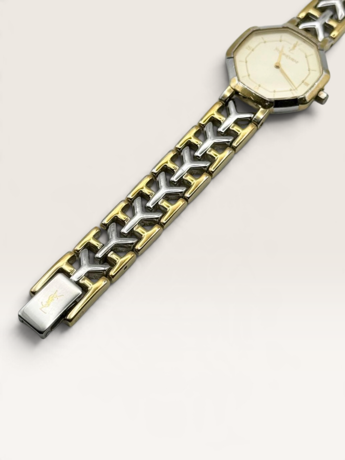 Yves Saint Laurent Octagonal Two-Tone Bracelet Watch