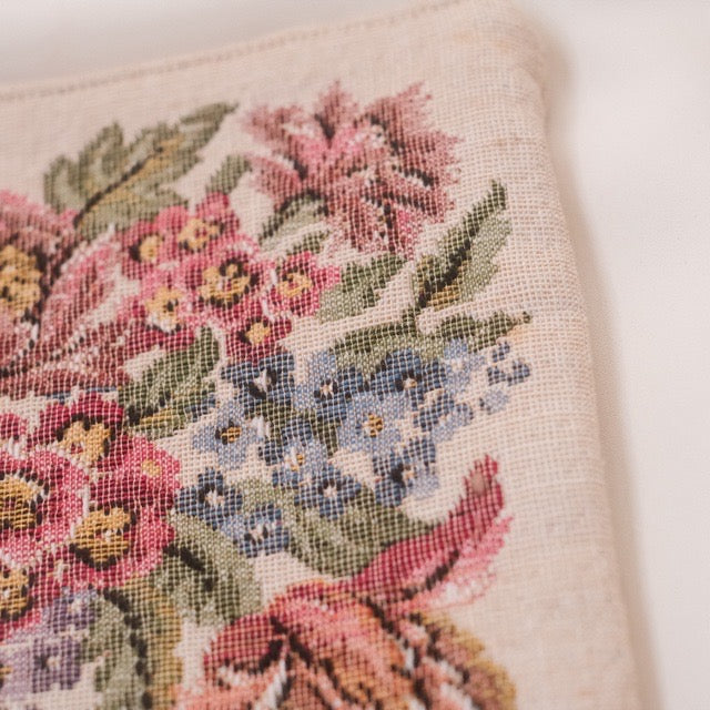 Vintage Petit Point Floral Cosmetic Pouch (Wienerwald, Austria)