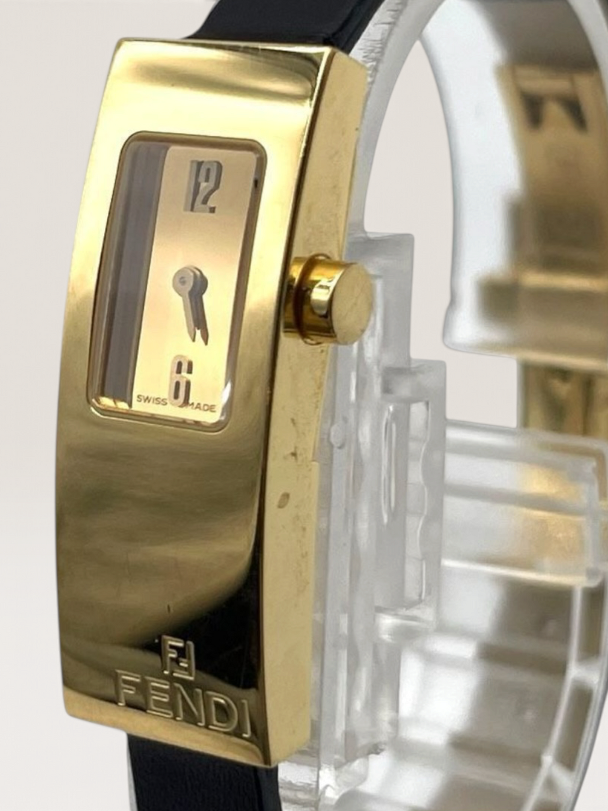 Vintage FENDI Gold-Tone Leather Strap Watch