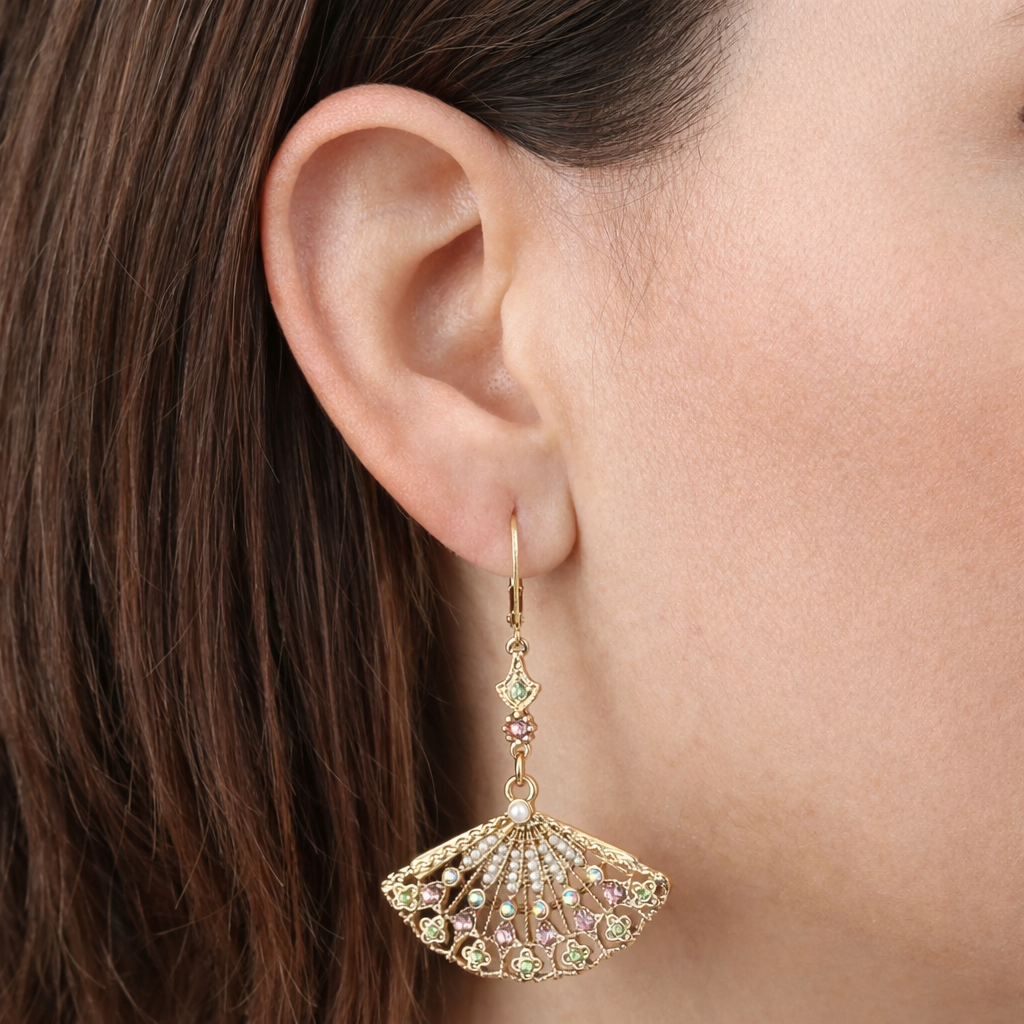 リージェンシー デコ ブルーミング エレガンス ピアス Regency Deco Blooming Elegance Multi Crystal & Faux Pearl Dangling Earrings