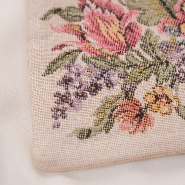 Vintage Petit Point Floral Cosmetic Pouch (Wienerwald, Austria)