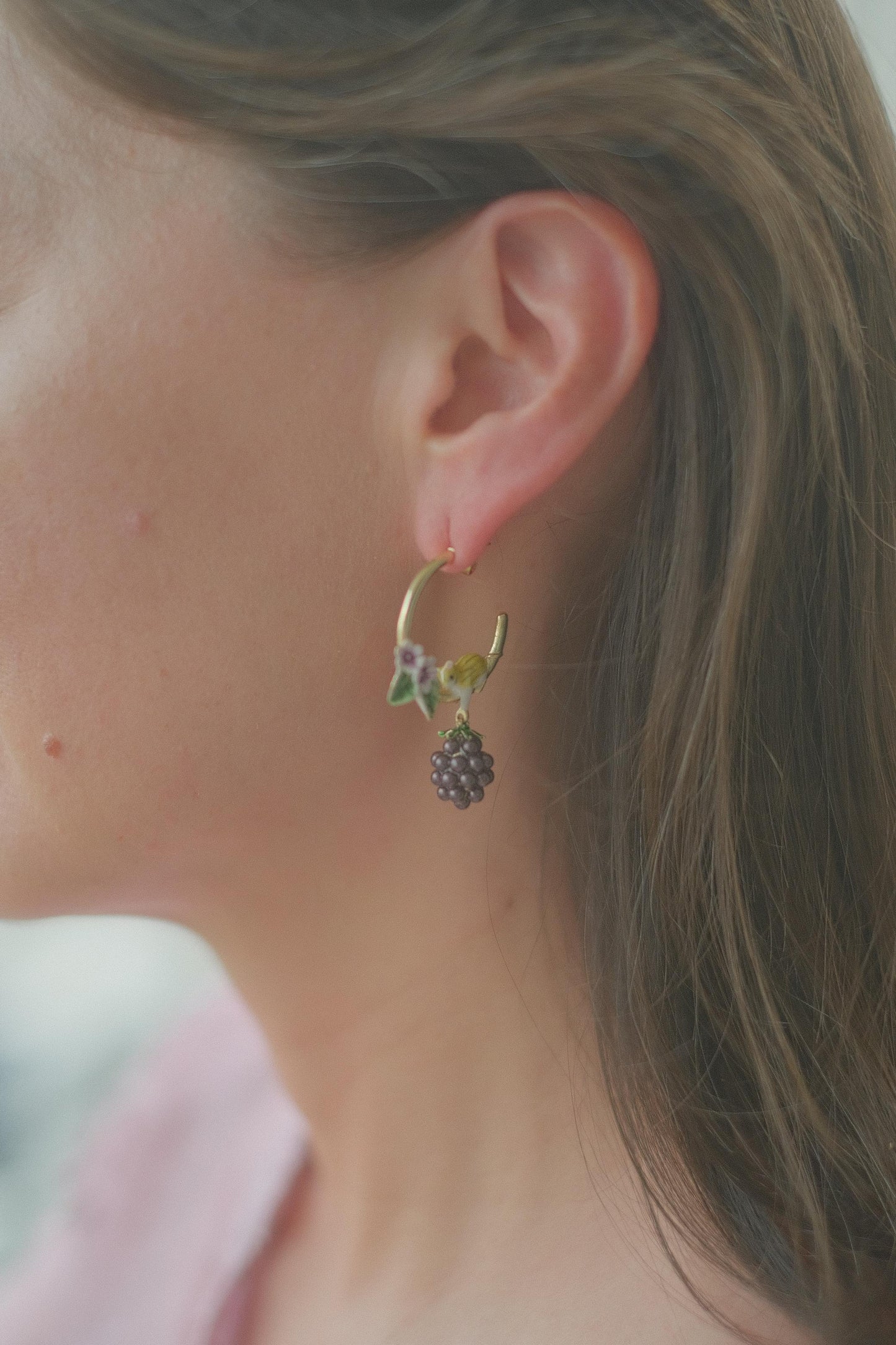 Blackberry Mouse Hoop Earrings