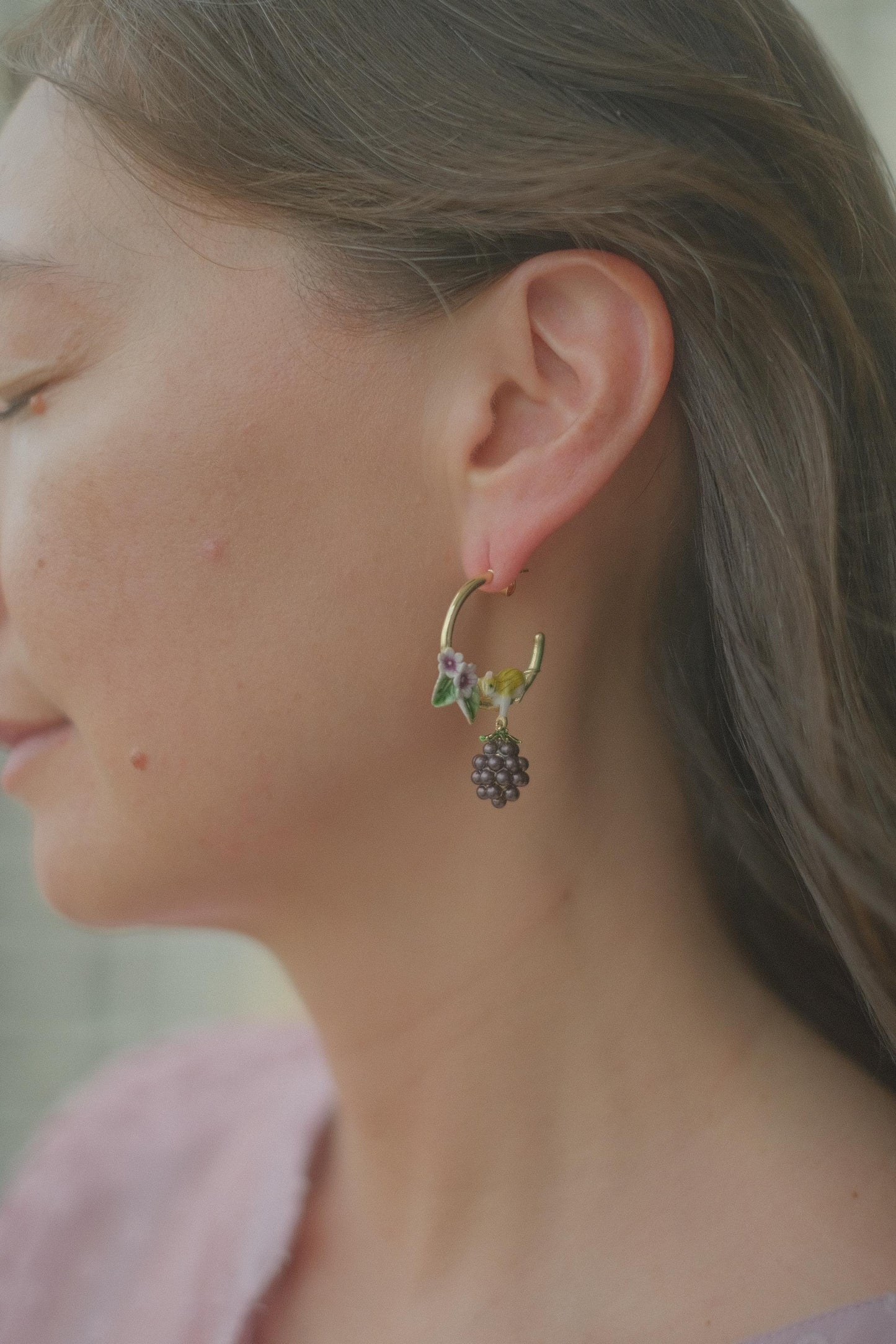 Blackberry Mouse Hoop Earrings