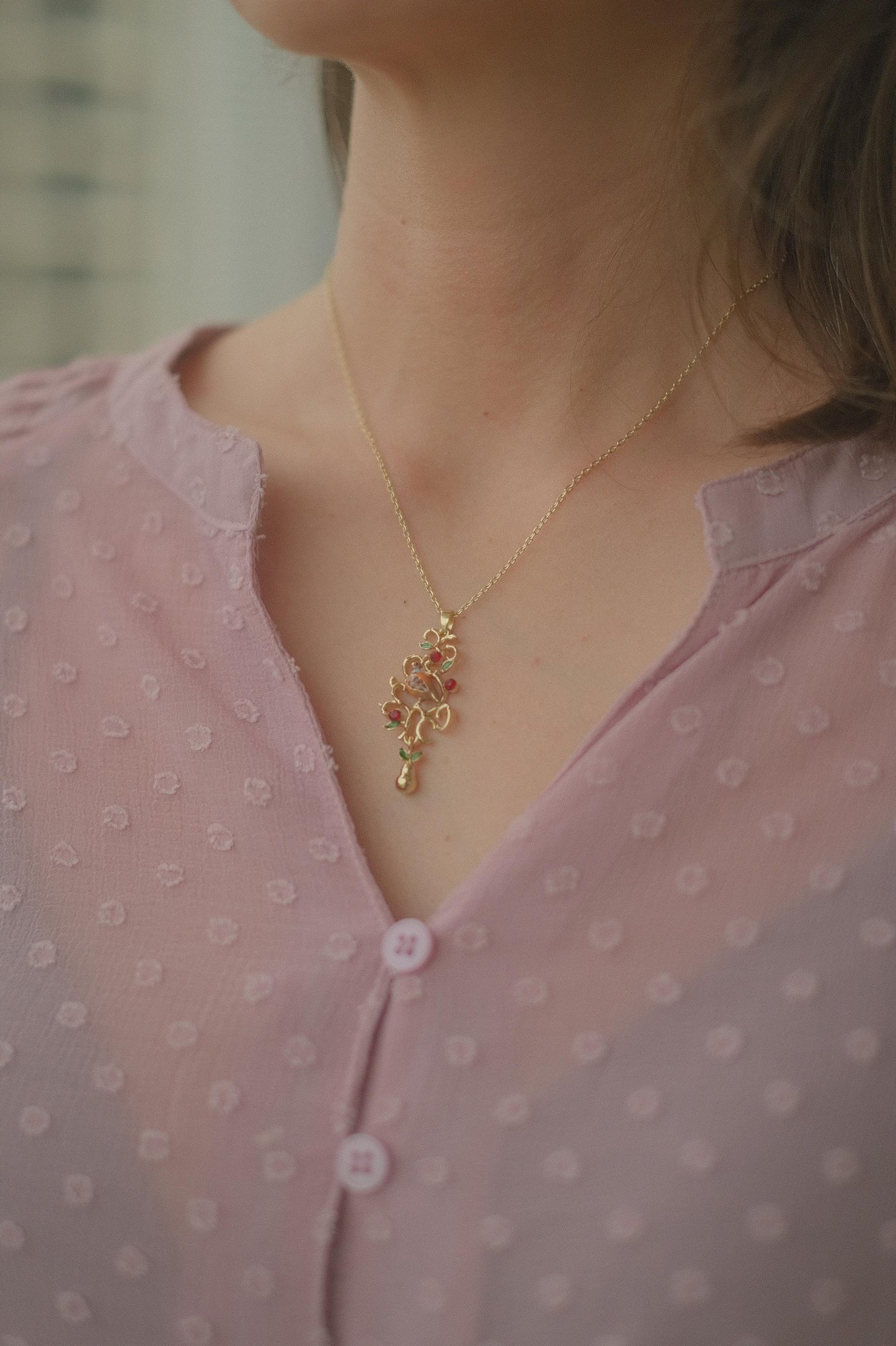Partridge and Parl Lattice Pendant