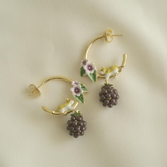 Blackberry Mouse Hoop Earrings