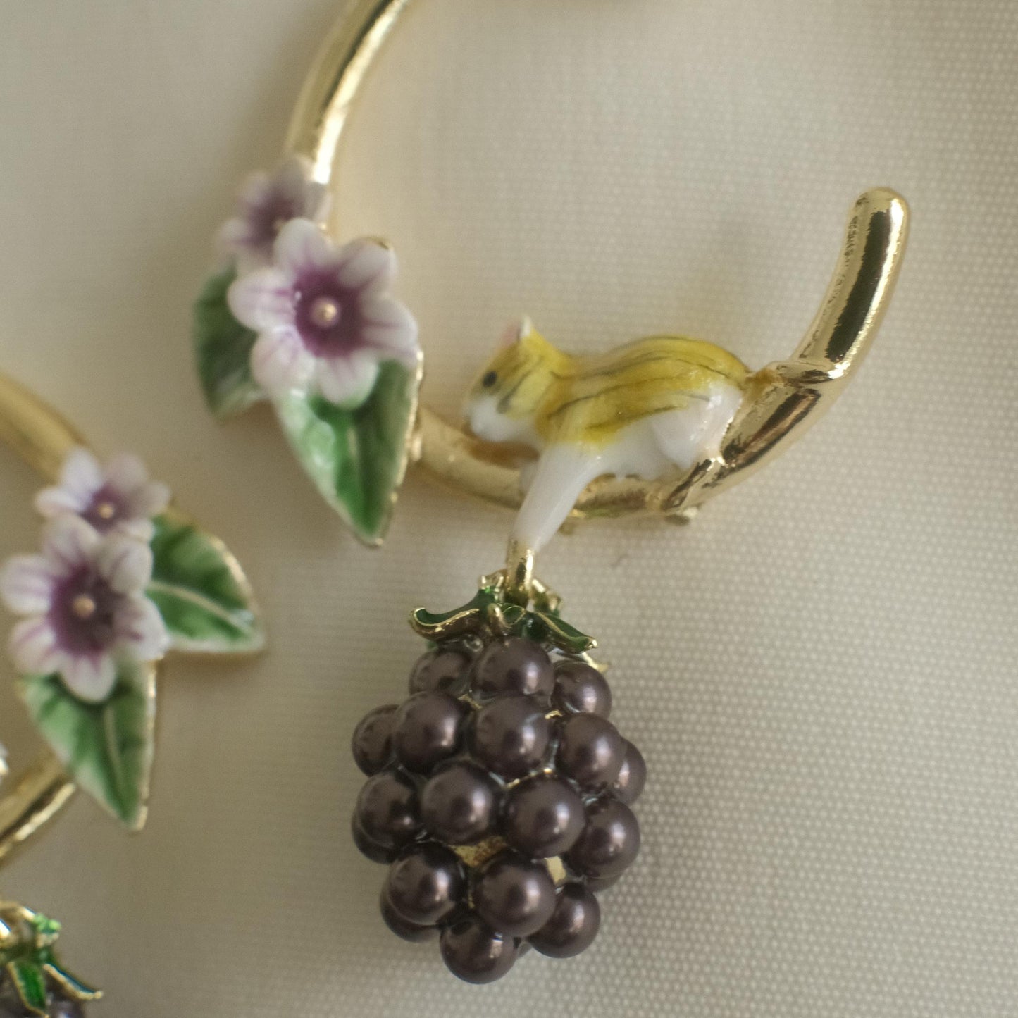 Blackberry Mouse Hoop Earrings