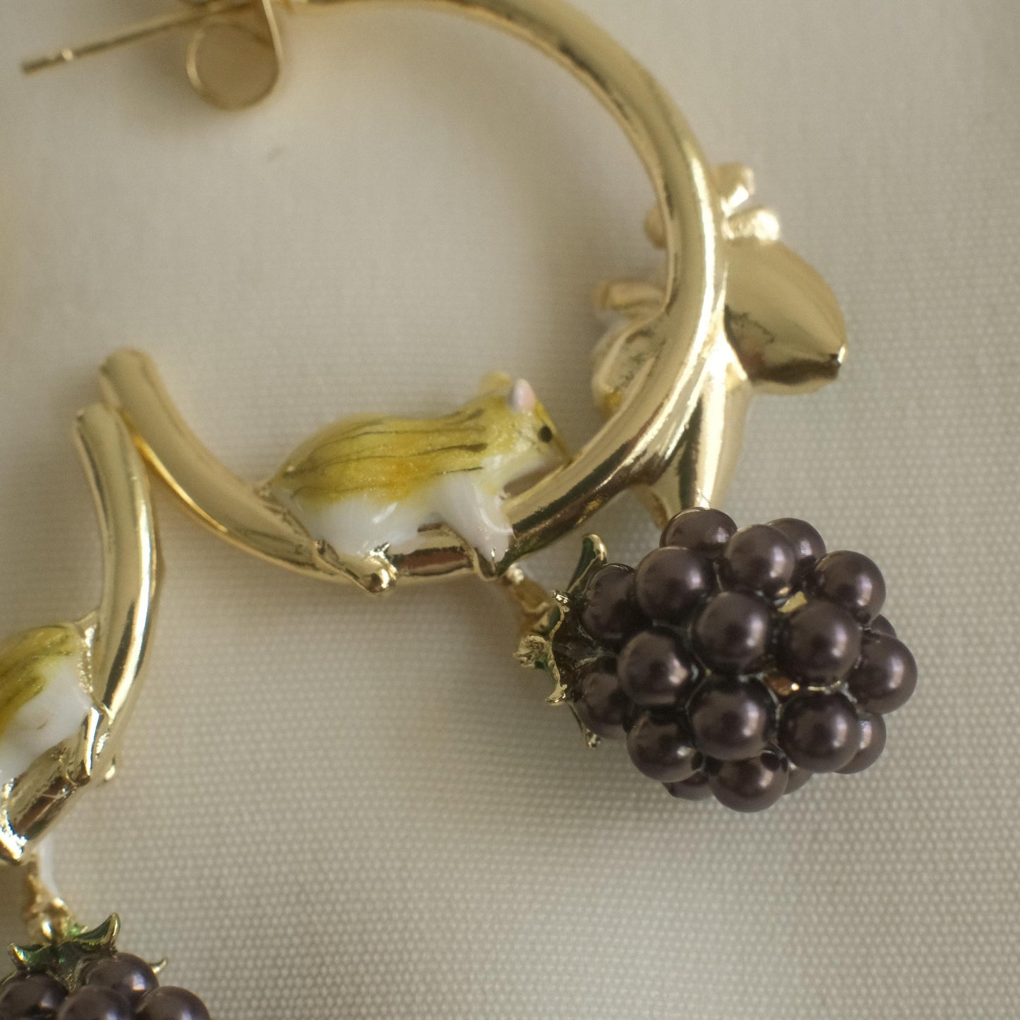 Blackberry Mouse Hoop Earrings