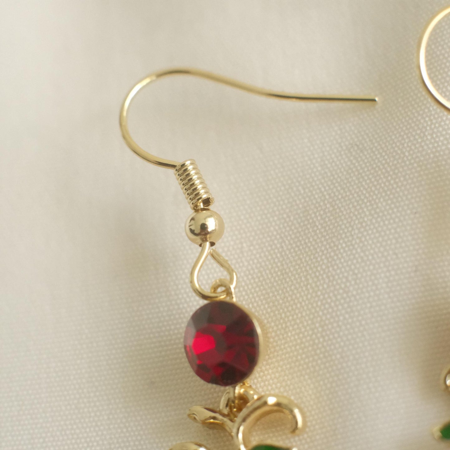 Partridge and Pear Lattice Drop Earrings