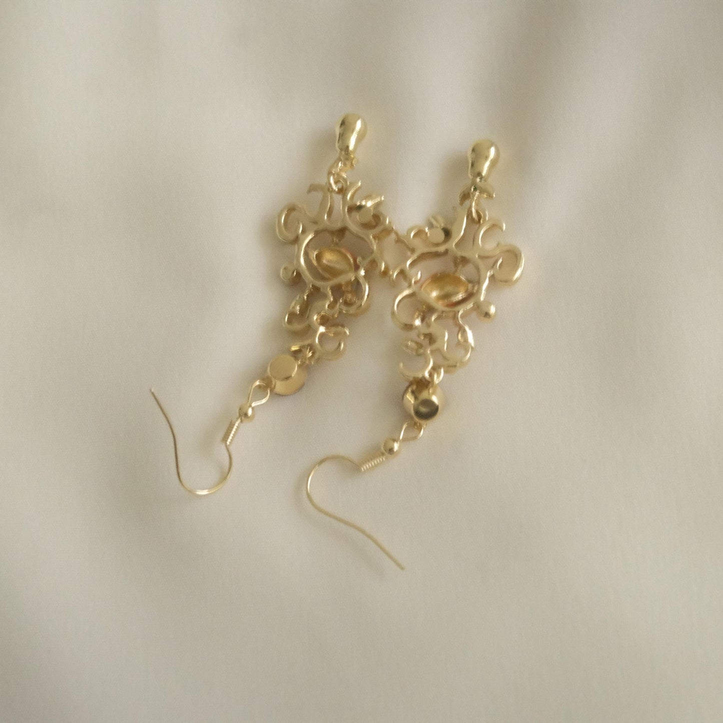 Partridge and Pear Lattice Drop Earrings