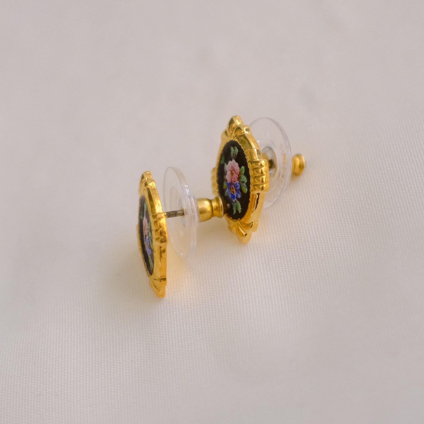 1928 Floral Enamel Earrings