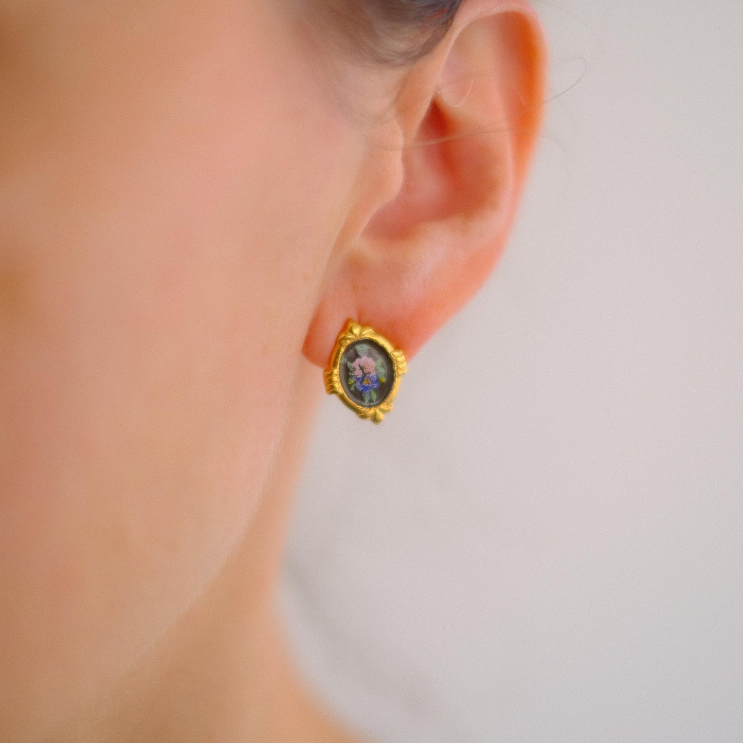 1928 Floral Enamel Earrings