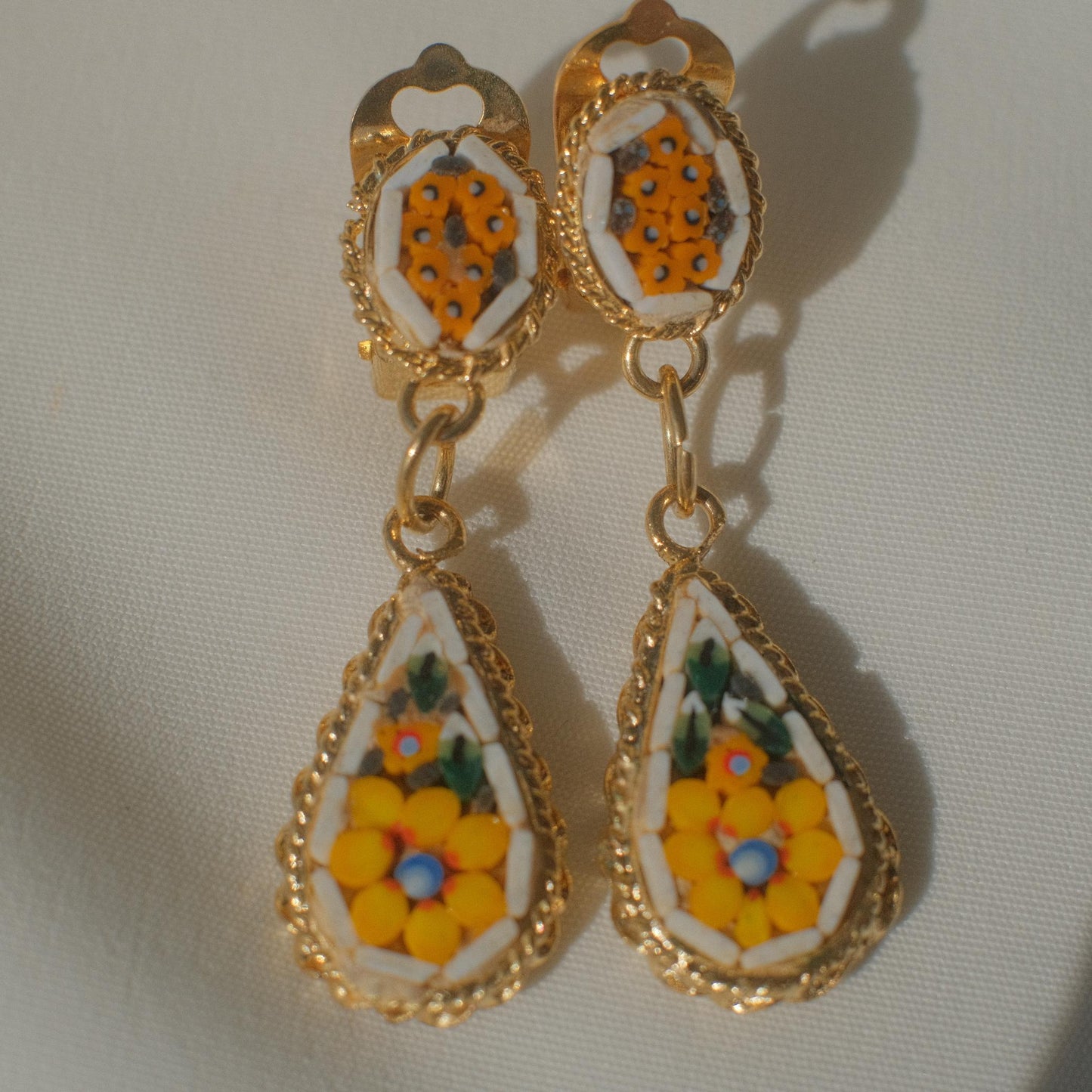Vintage Italian Micromosaic Drop Earrings