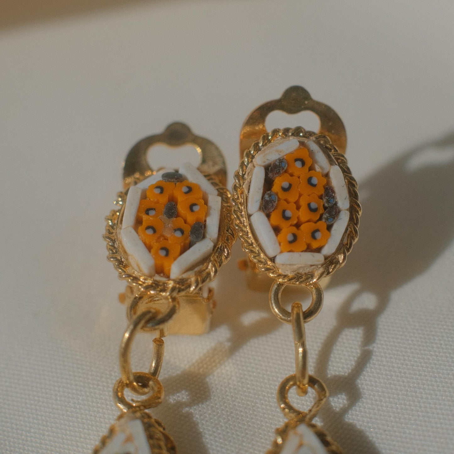 Vintage Italian Micromosaic Drop Earrings