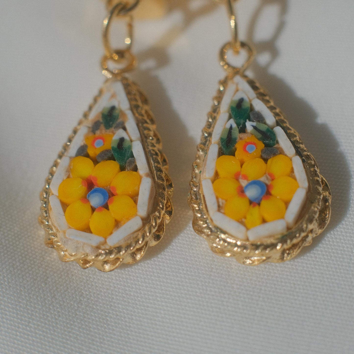 Vintage Italian Micromosaic Drop Earrings