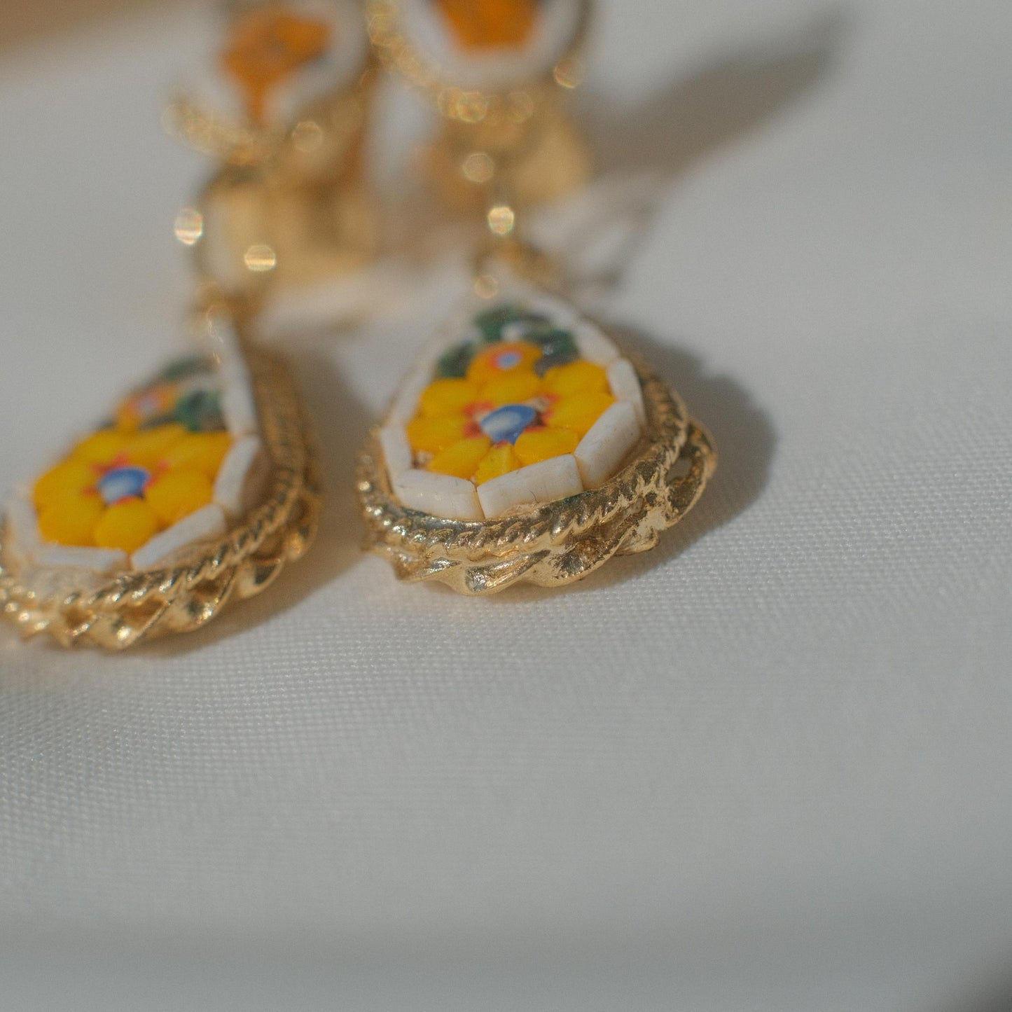 Vintage Italian Micromosaic Drop Earrings
